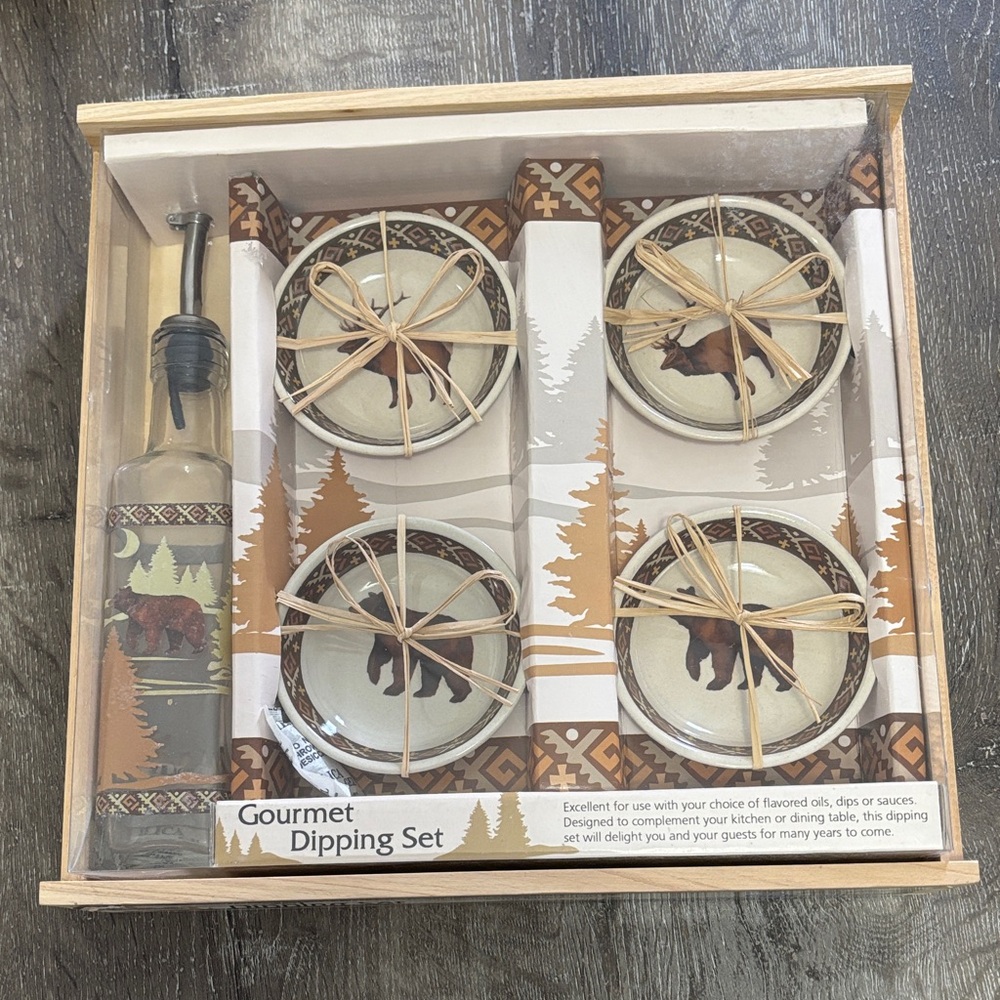 Bear Design Gourmet Dipping Set - Brown and Cream